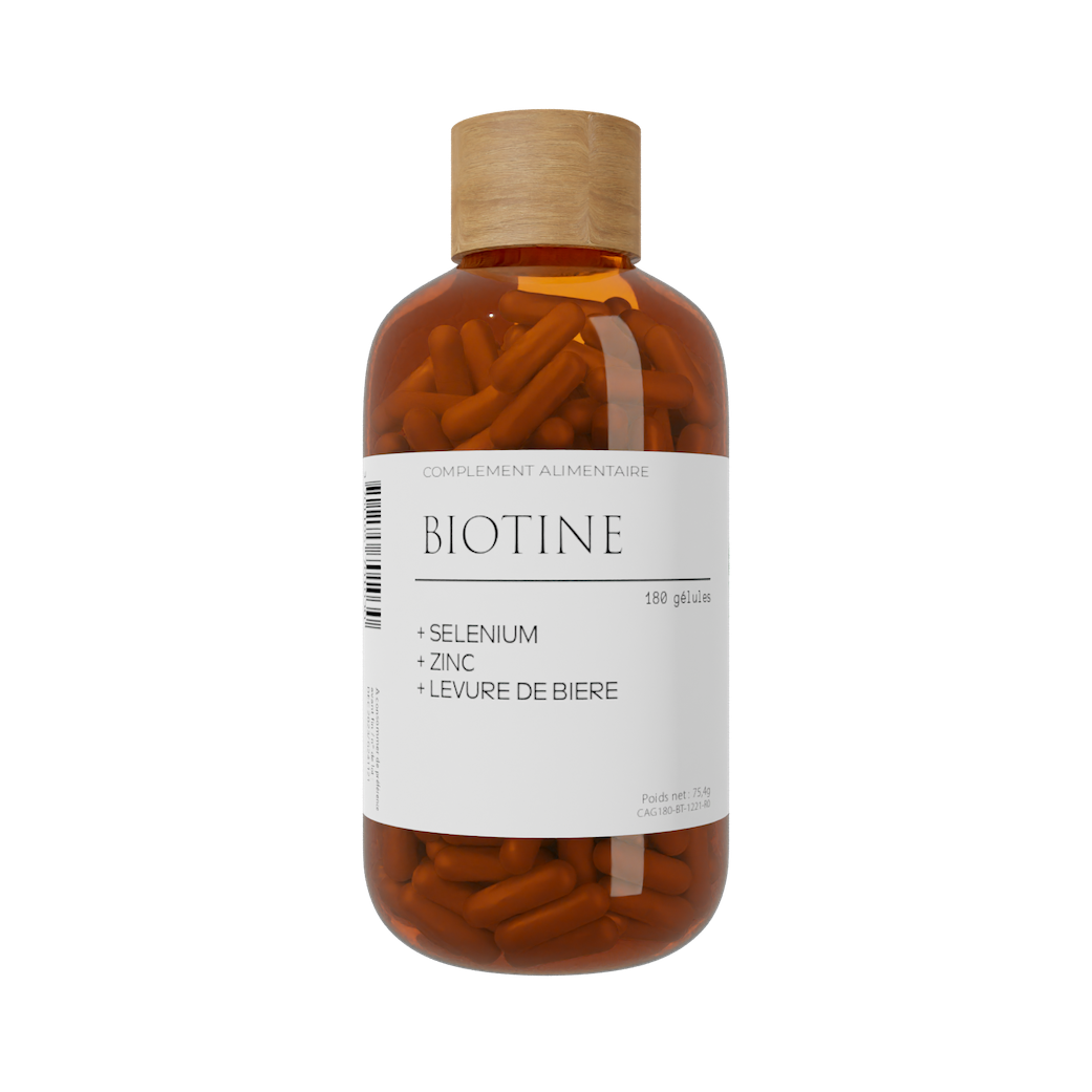Biotine (Vitamine B8) + Sélénium + Zinc + Levure de bière